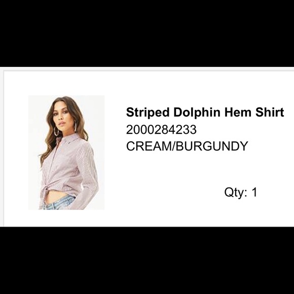 Forever 21 red striped hem button down shirt - Picture 1 of 4